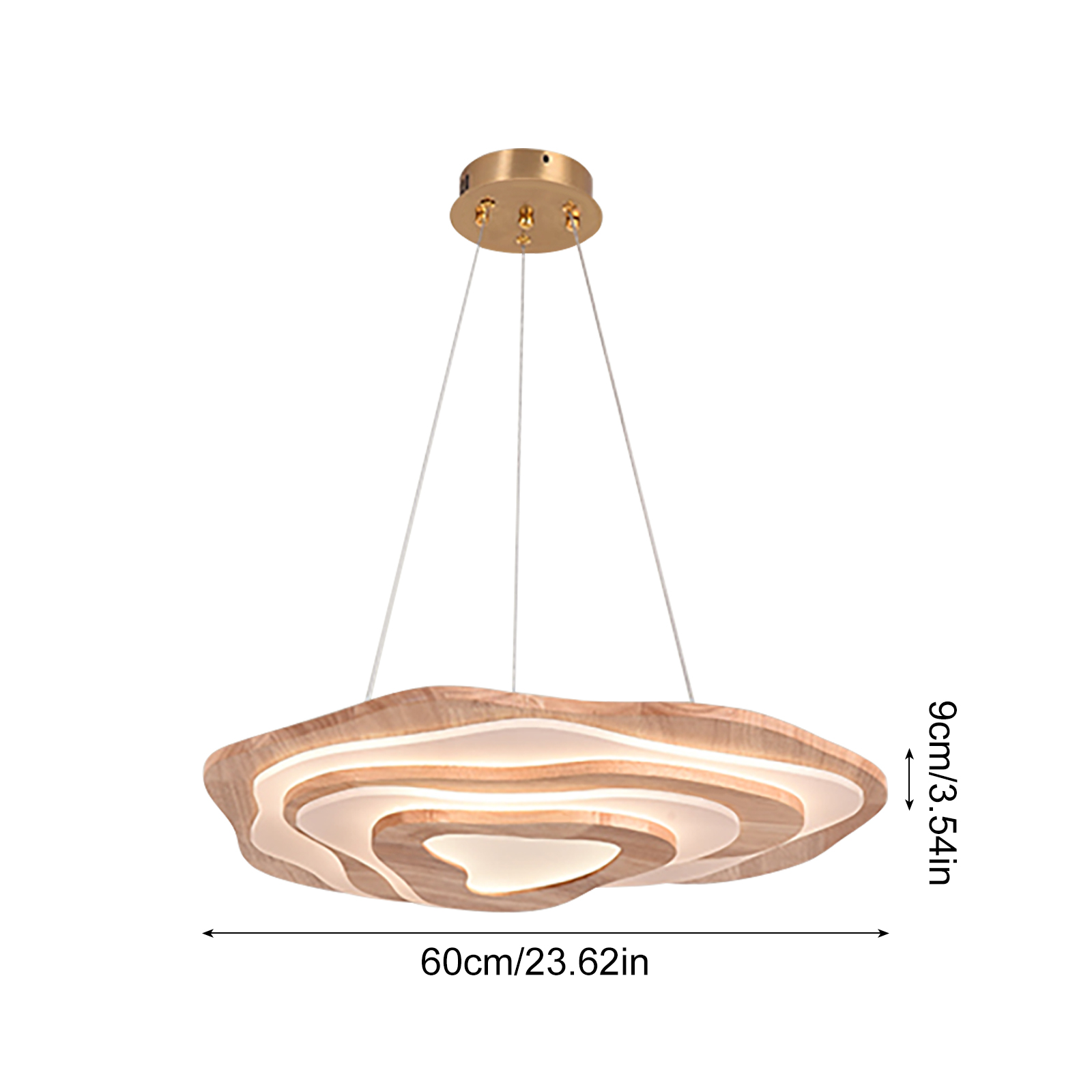 Nordic Irregular Solid Wooden Pendant Light Living Room Dining Room Dimmable Chandelier