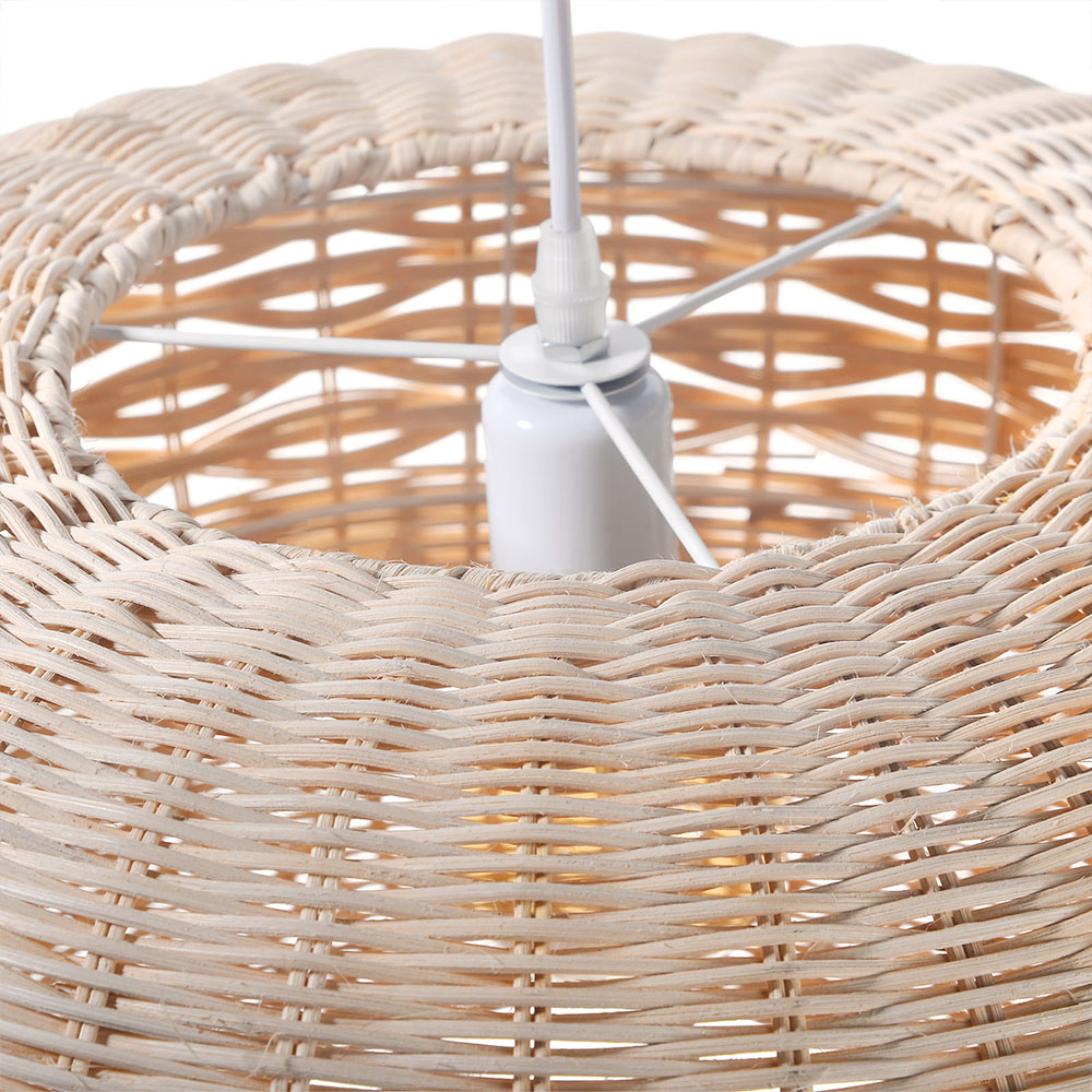 Oval Open-Weave Rattan Pendant Light for Bedroom