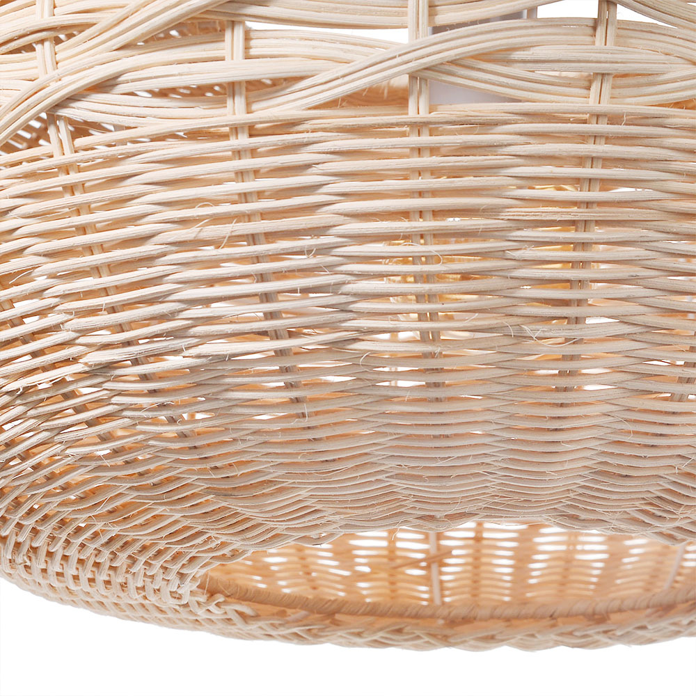 Oval Open-Weave Rattan Pendant Light for Bedroom