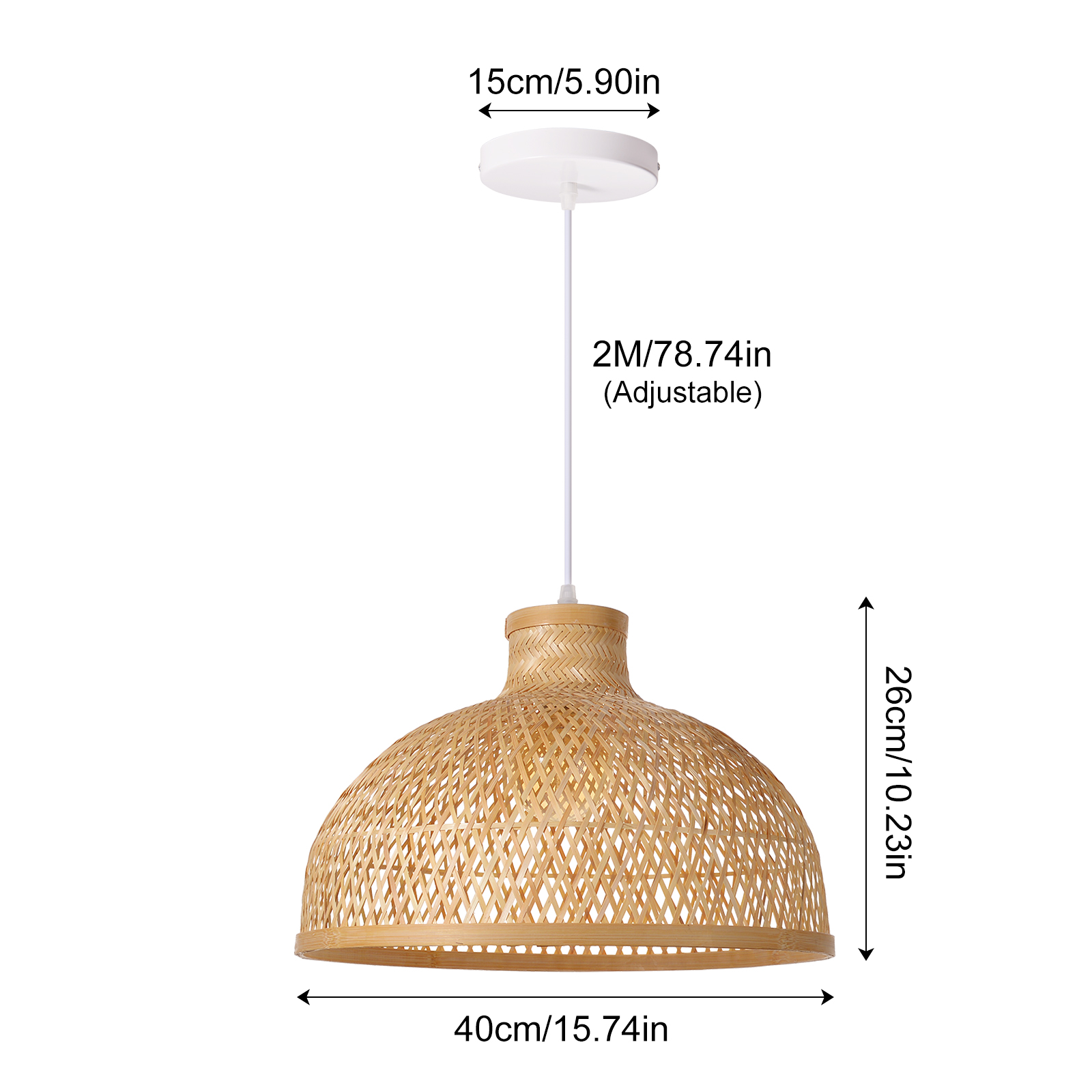 Japanese-Style Woven Dome Bamboo Pendant Light for Dining Tables