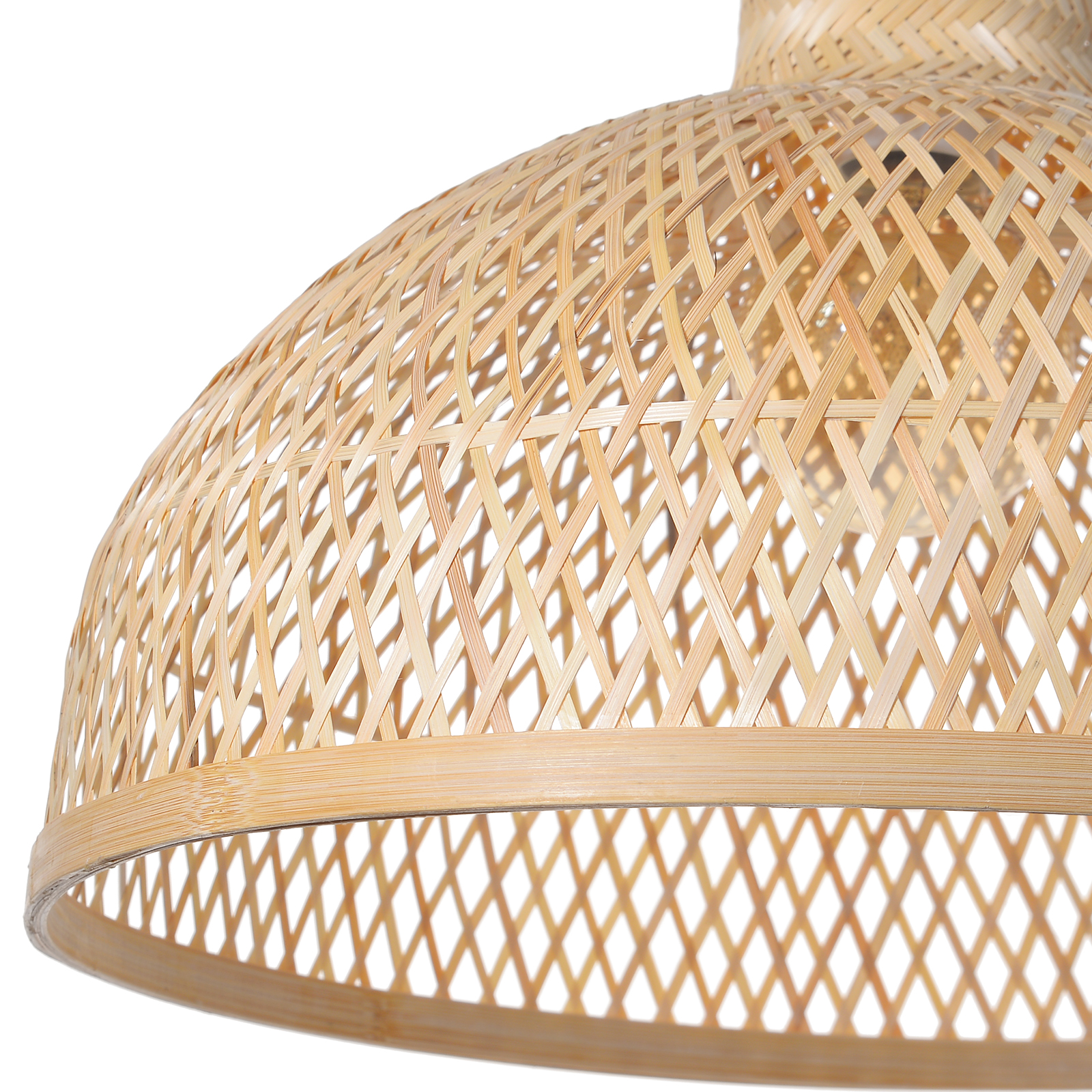 Japanese-Style Woven Dome Bamboo Pendant Light for Dining Tables