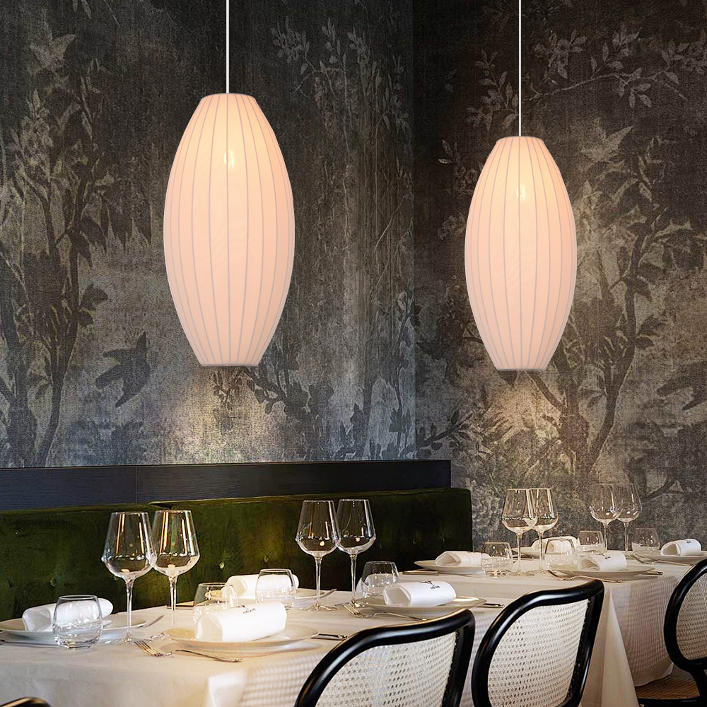 White Fabric Japanese Style Pendant Lamp for Living Room