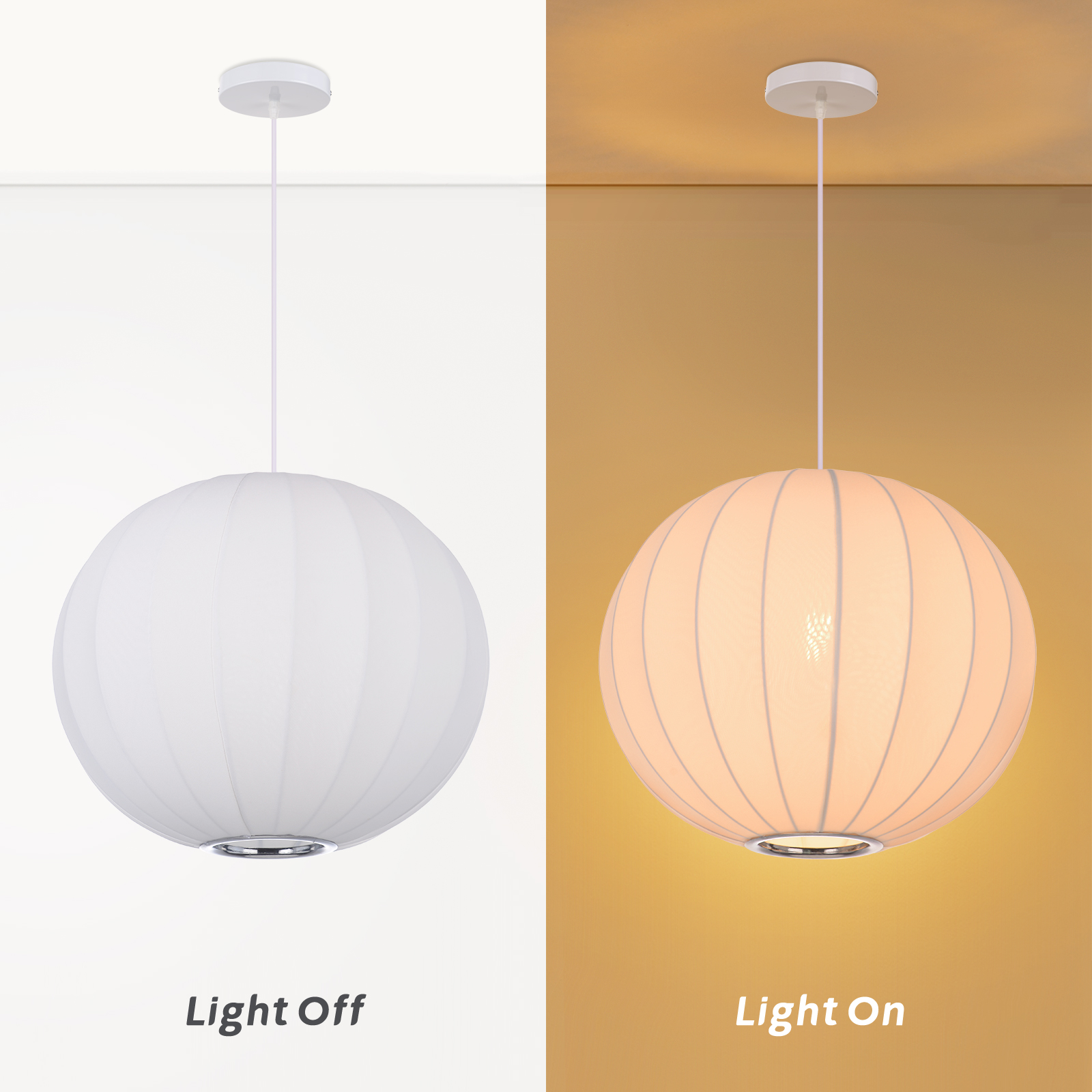 Round Fabric Lantern Pendant Light for Dining Room