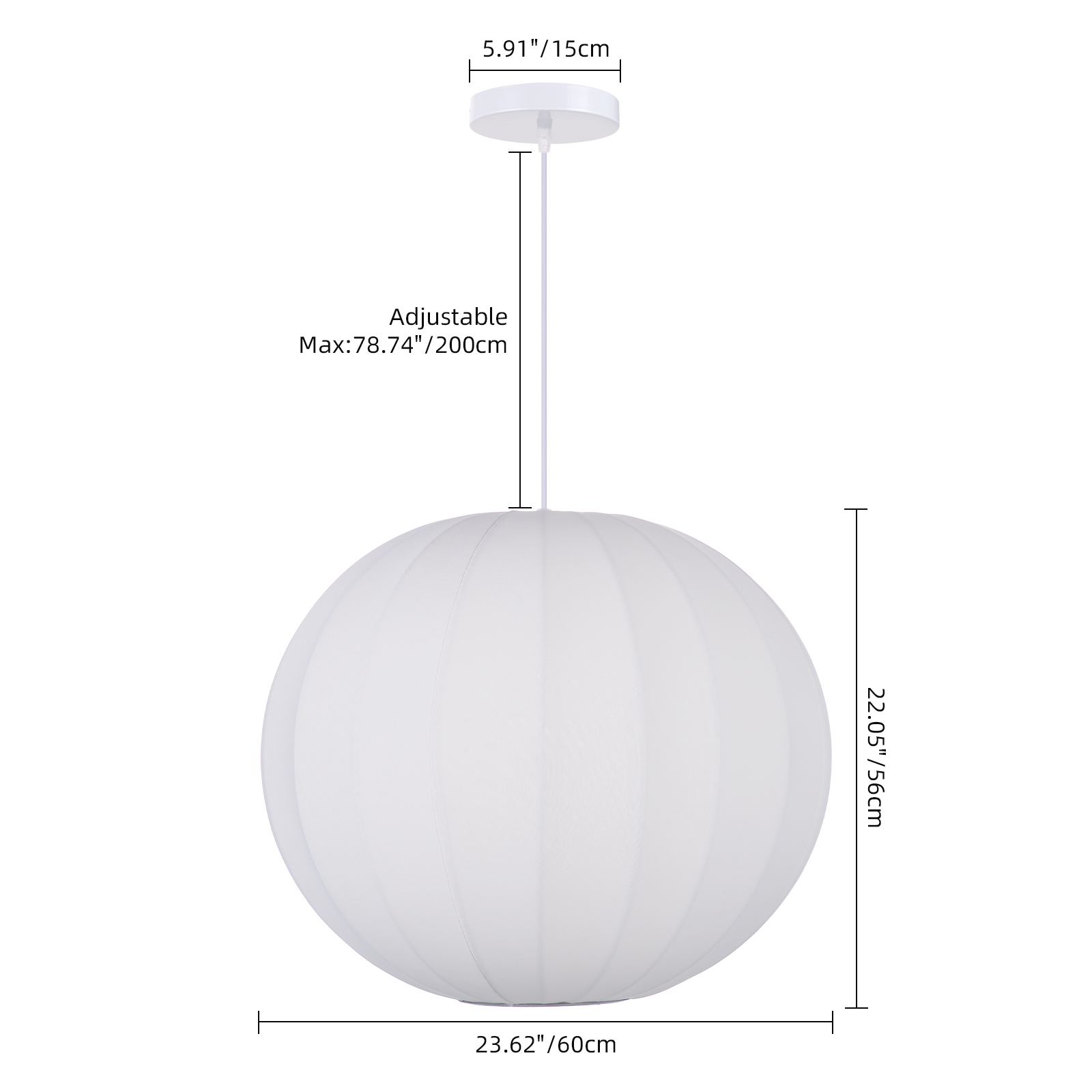 Round Fabric Lantern Pendant Light for Dining Room