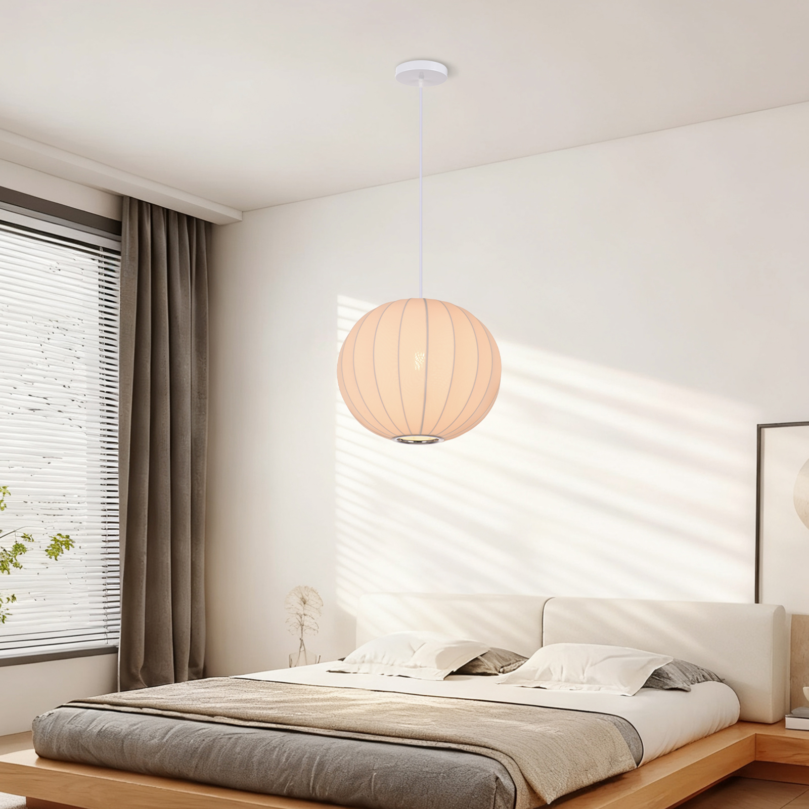 Round Fabric Lantern Pendant Light for Dining Room