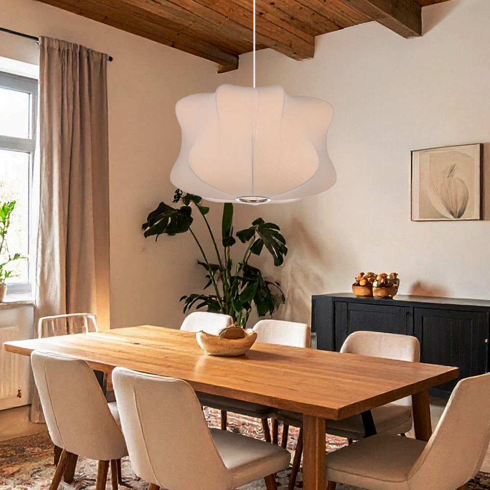 Minimalist Fabric Pendant Lamp Japandi Lighting For Dining Room