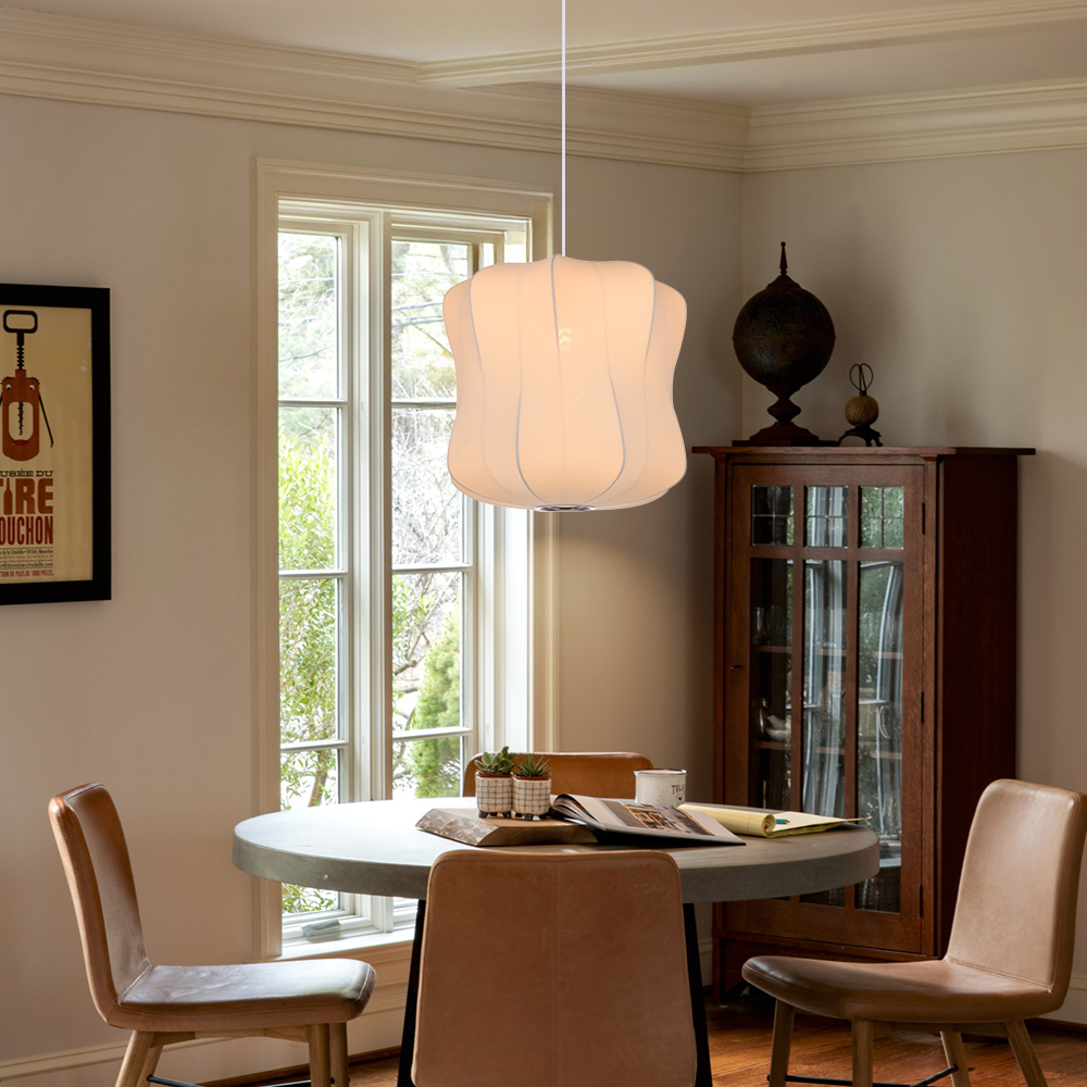 Bucket Lantern Pendant Fabric Hanging Lights for Dining Living Room