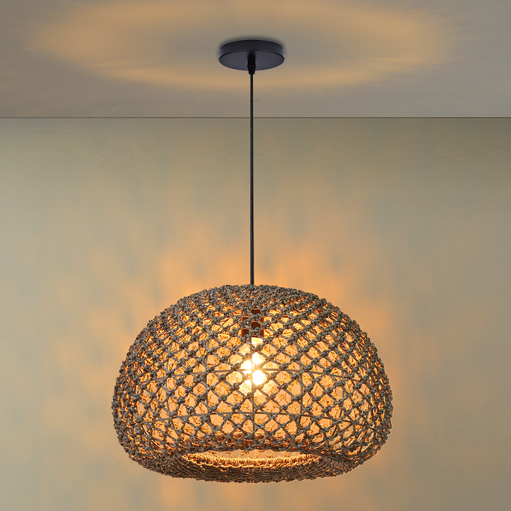 Farmhouse Kitchen Island Chandeliers Wicker Coastal Hanging Pendant Lighting for Restaurants