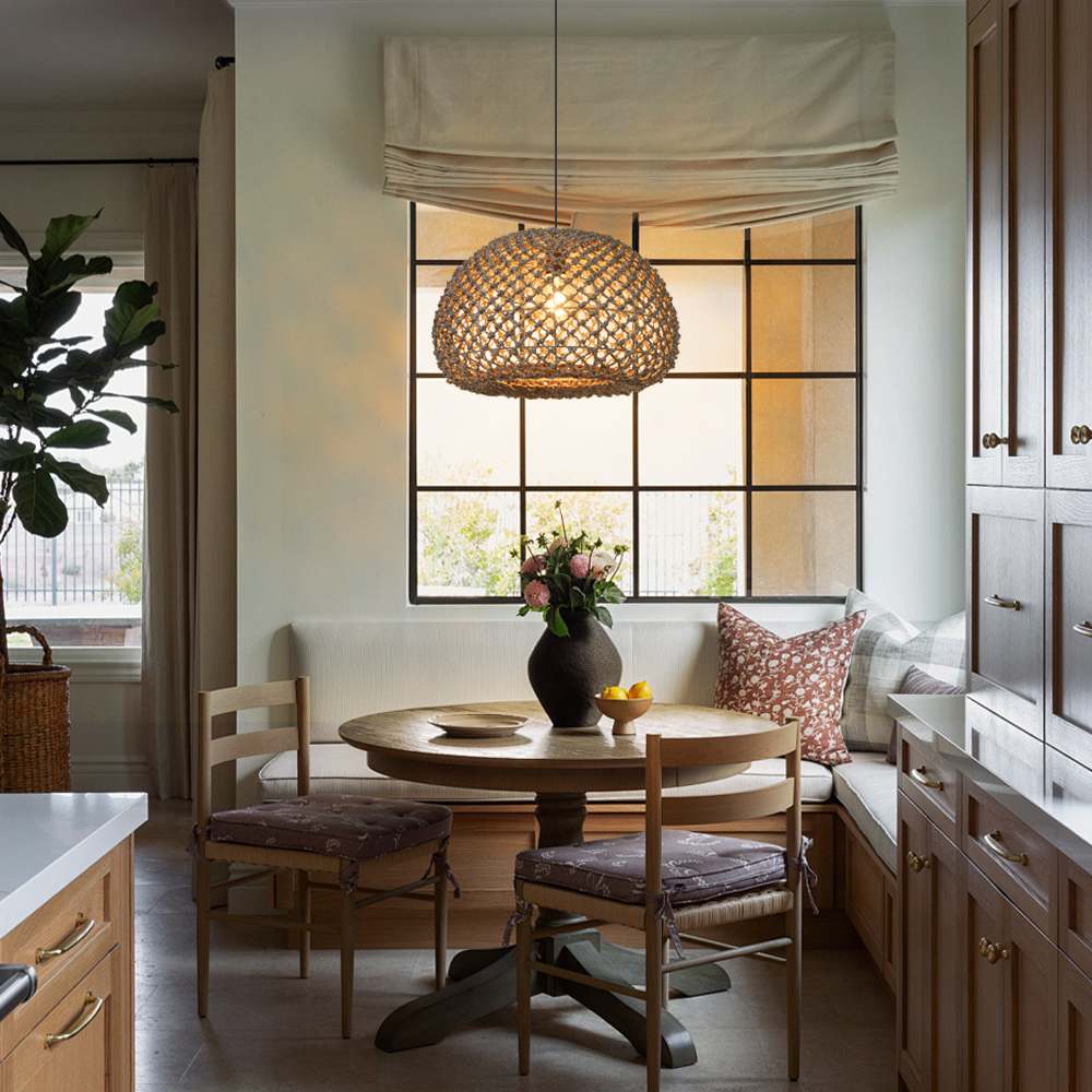 Farmhouse Kitchen Island Chandeliers Wicker Coastal Hanging Pendant Lighting for Restaurants