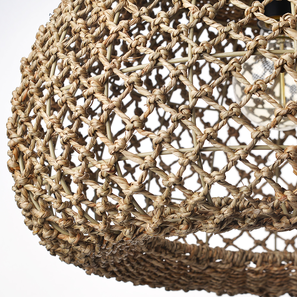 Farmhouse Kitchen Island Chandeliers Wicker Coastal Hanging Pendant Lighting for Restaurants