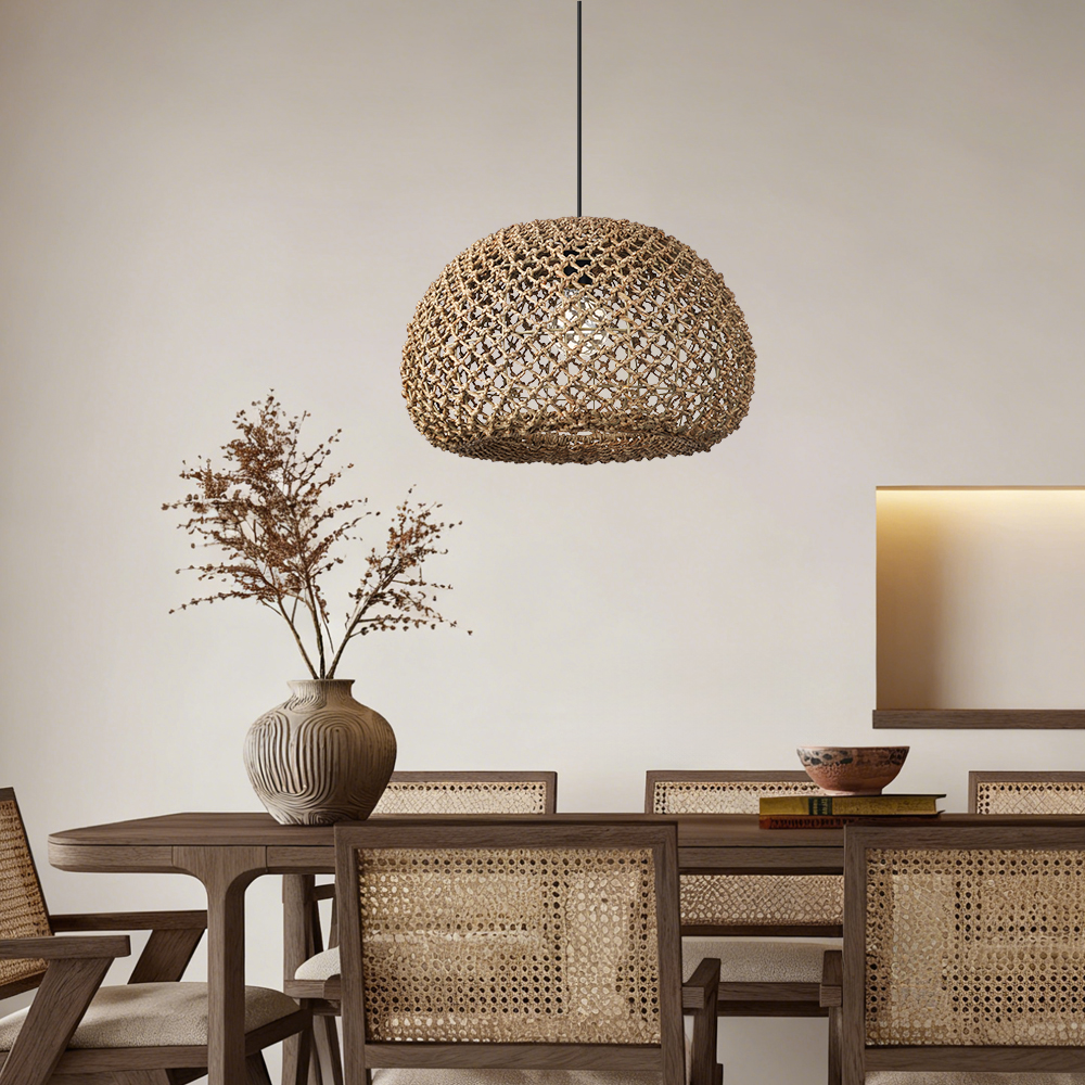 Farmhouse Kitchen Island Chandeliers Wicker Coastal Hanging Pendant Lighting for Restaurants