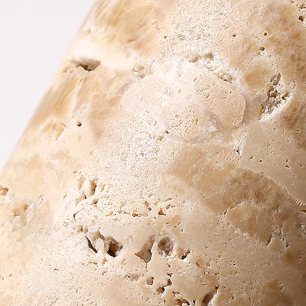 Black Metal Table Lamp Travertine Body Desk Light for Living Room Bedroom