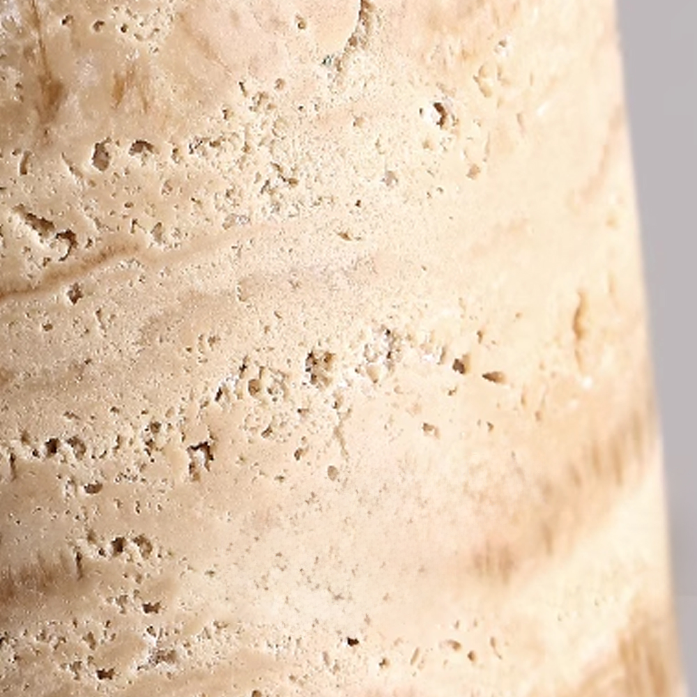 Black Metal Table Lamp Travertine Body Desk Light for Living Room Bedroom