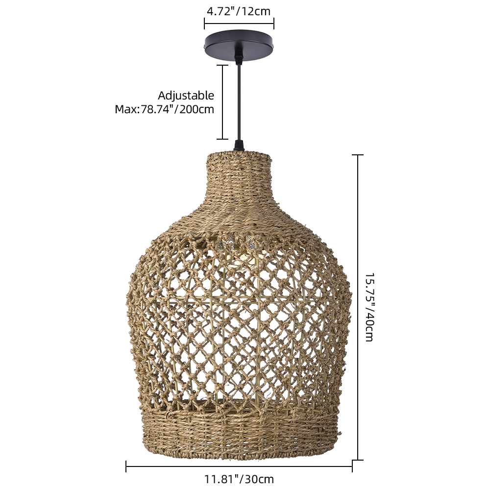 Farmhouse Seagrass Pendant Light Shade Kitchen Hanging Lamp