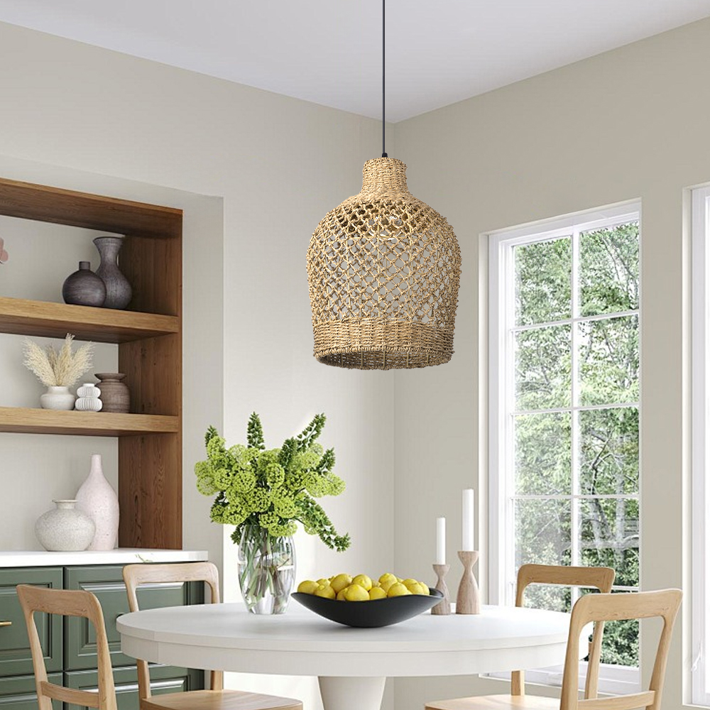 Farmhouse Seagrass Pendant Light Shade Kitchen Hanging Lamp
