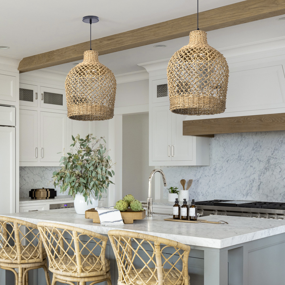 Farmhouse Seagrass Pendant Light Shade Kitchen Hanging Lamp