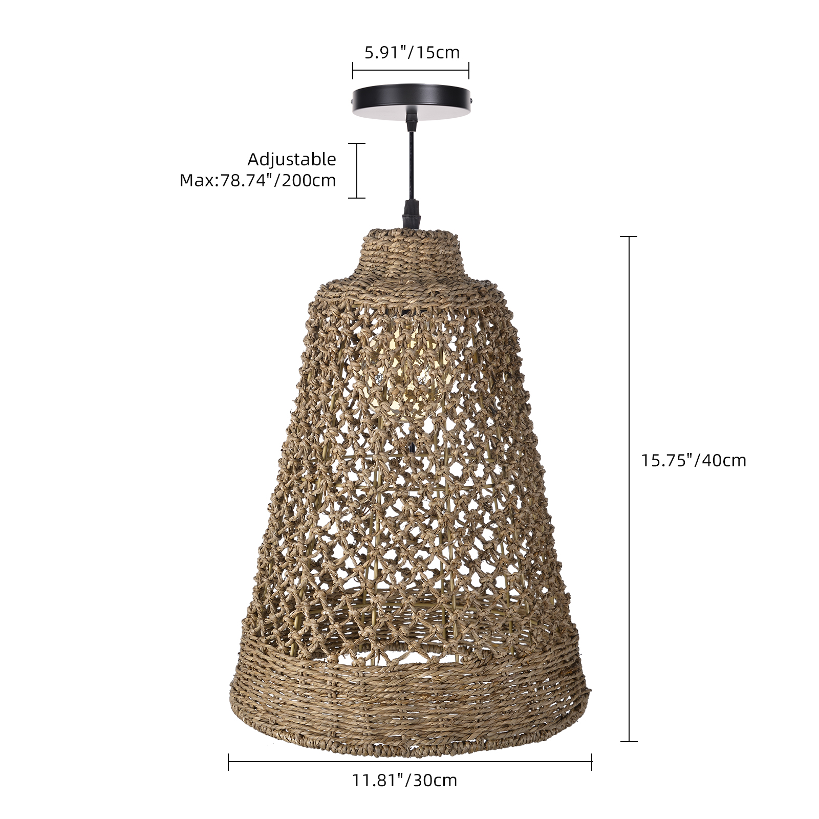 Weave Lighting Fixture Rustic Seagrass Pendant Chandelier  for Dining Room