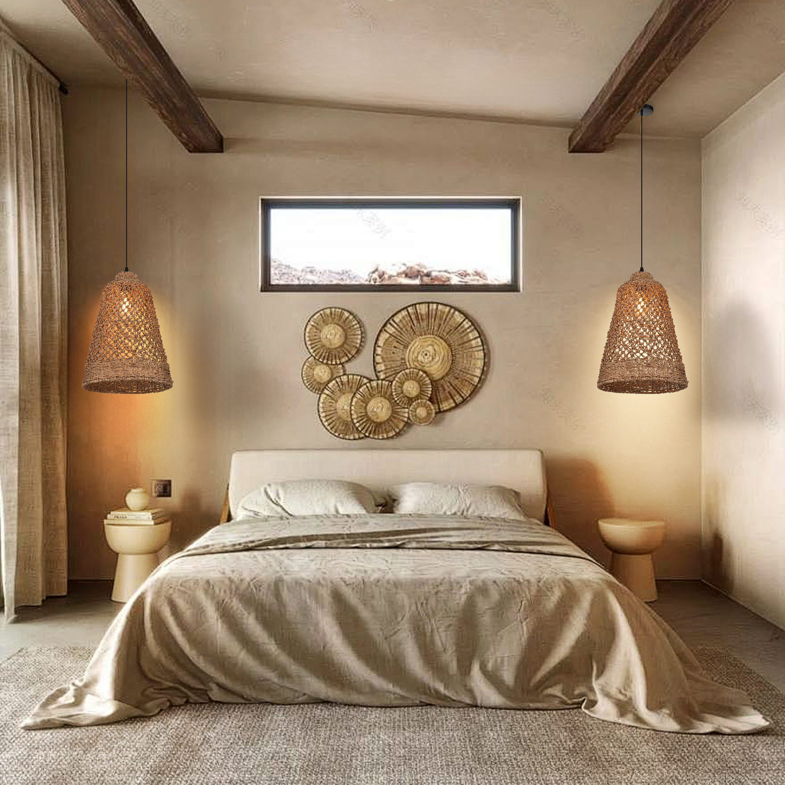 Weave Lighting Fixture Rustic Seagrass Pendant Chandelier  for Dining Room