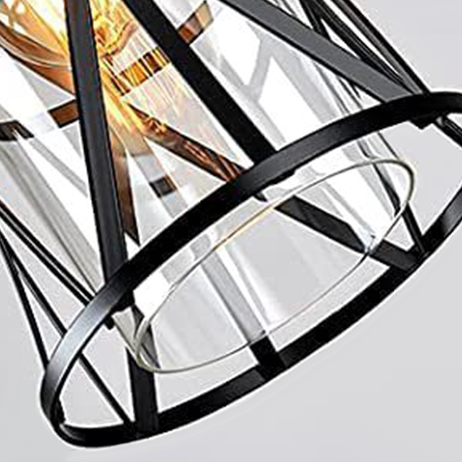 Minimalist Glass Ceiling Light Black Metal Pendant Light for Dining Room