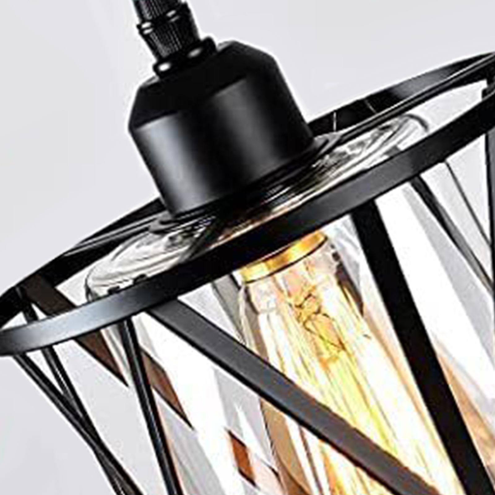 Minimalist Glass Ceiling Light Black Metal Pendant Light for Dining Room