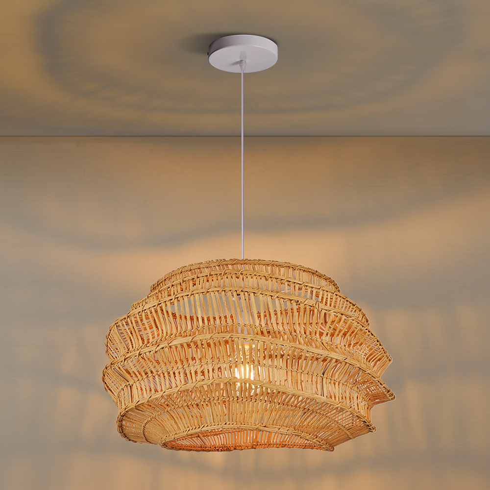 Designer Japanese Style Rattan Chandelier Coastal Dining Room Lighting