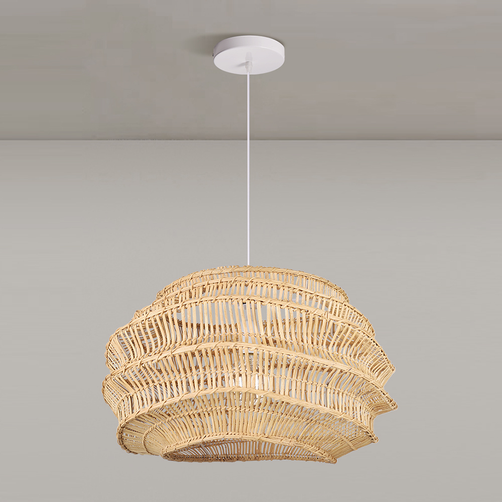 Designer Japanese Style Rattan Chandelier Coastal Dining Room Lighting