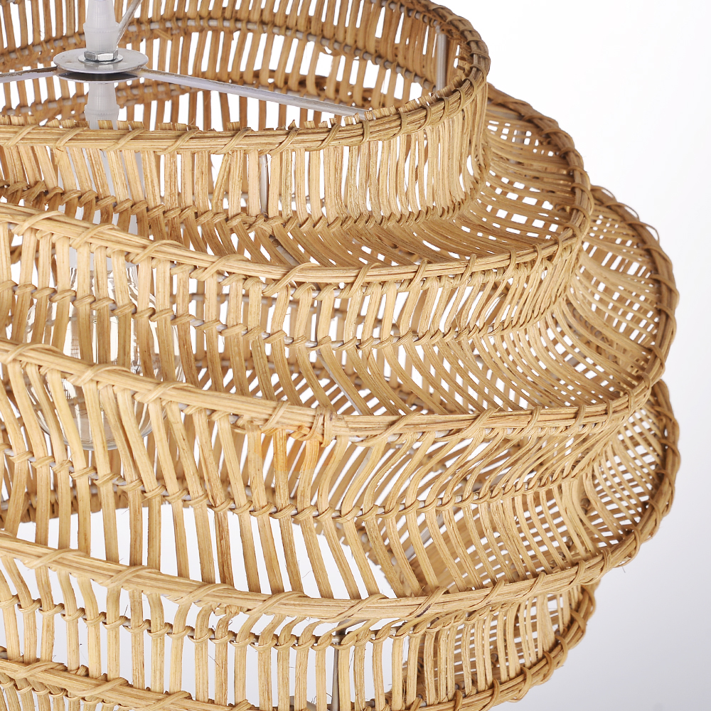 Designer Japanese Style Rattan Chandelier Coastal Dining Room Lighting