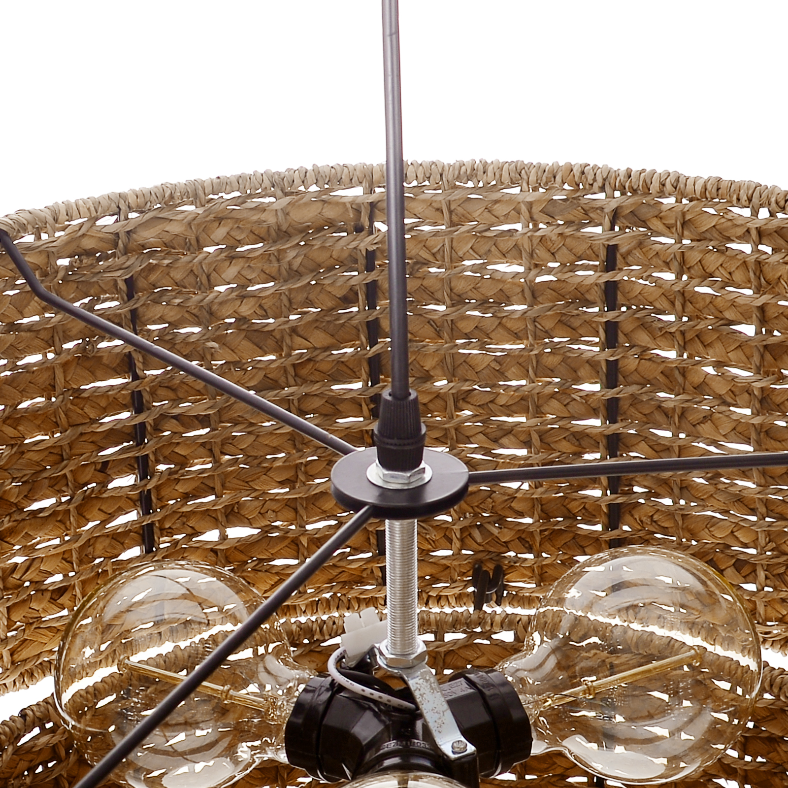 Handwoven 3-tier Seagrass Chandelier Modern Hanging Ceiling Light Fixture for Living Room