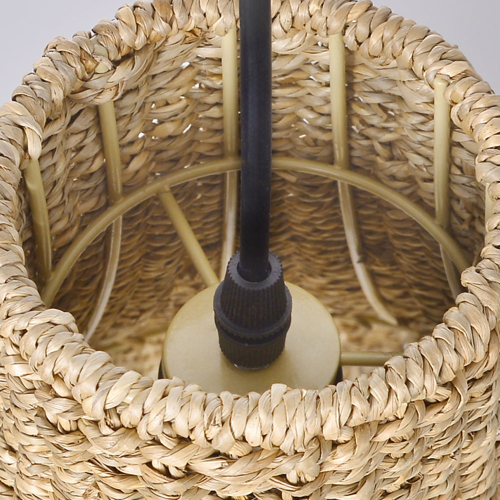 Bedroom Seagrass Hanging Light Fixture Boho Wicker Chandeliers for Dining Room Hallways