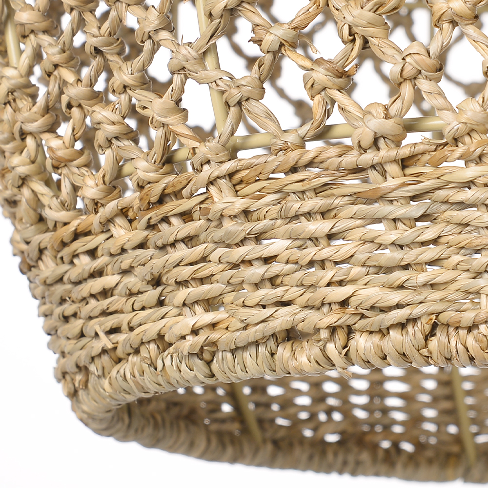 Bedroom Seagrass Hanging Light Fixture Boho Wicker Chandeliers for Dining Room Hallways