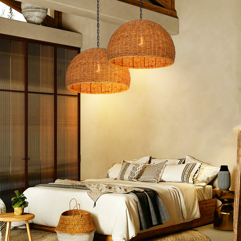 Handwoven Dome Seagrass Chandelier for Living Room