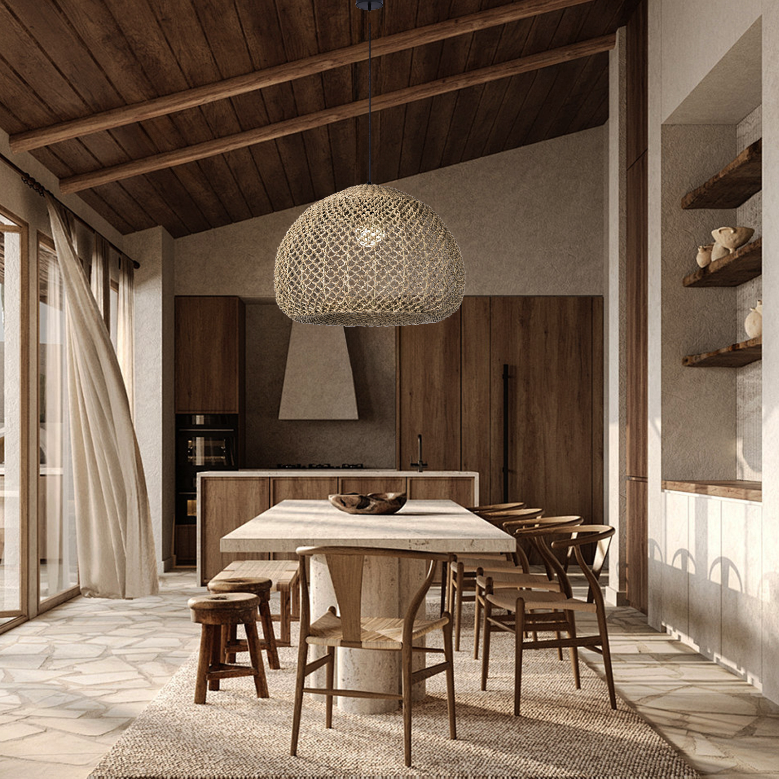 Wabi Sabi Style Seaweed Pendant Light for Dining Room Living Room