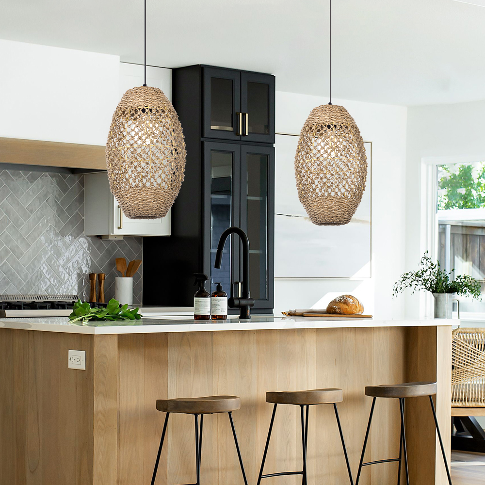 Water Droplet-shaped Restaurant Island Seagrass Chandelier