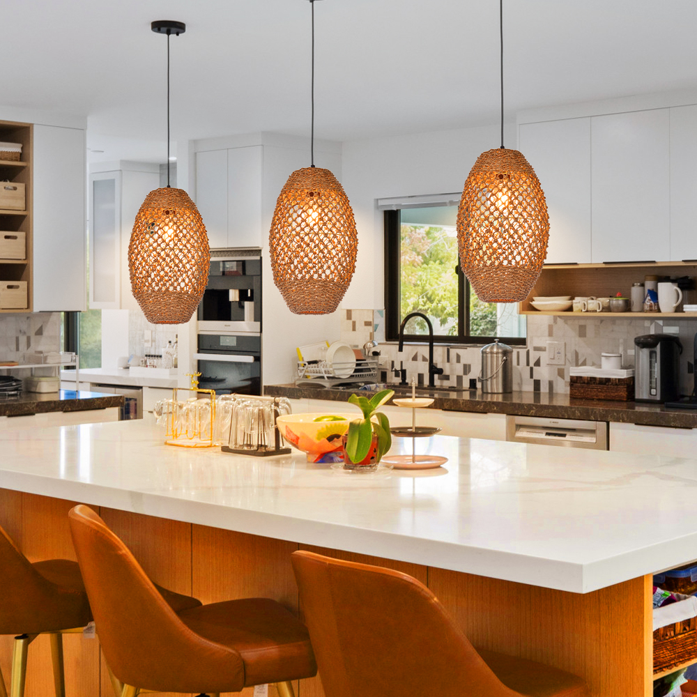 Water Droplet-shaped Restaurant Island Seagrass Chandelier