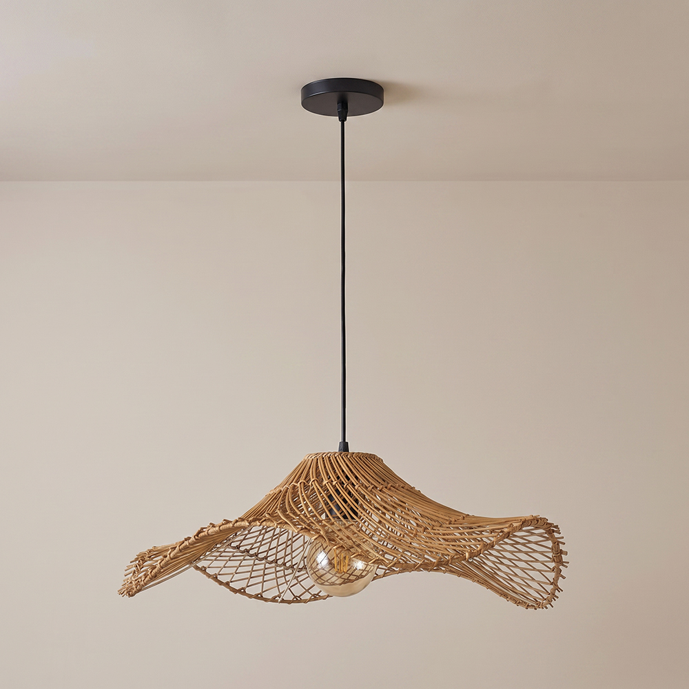 Ships from US Warehouse: Wabi-sabi Dark Rattan Wicker Pendant Light for Kitchen Island