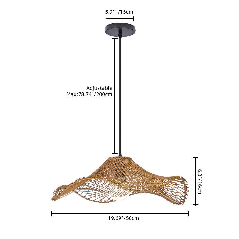 Ships from US Warehouse: Wabi-sabi Dark Rattan Wicker Pendant Light for Kitchen Island