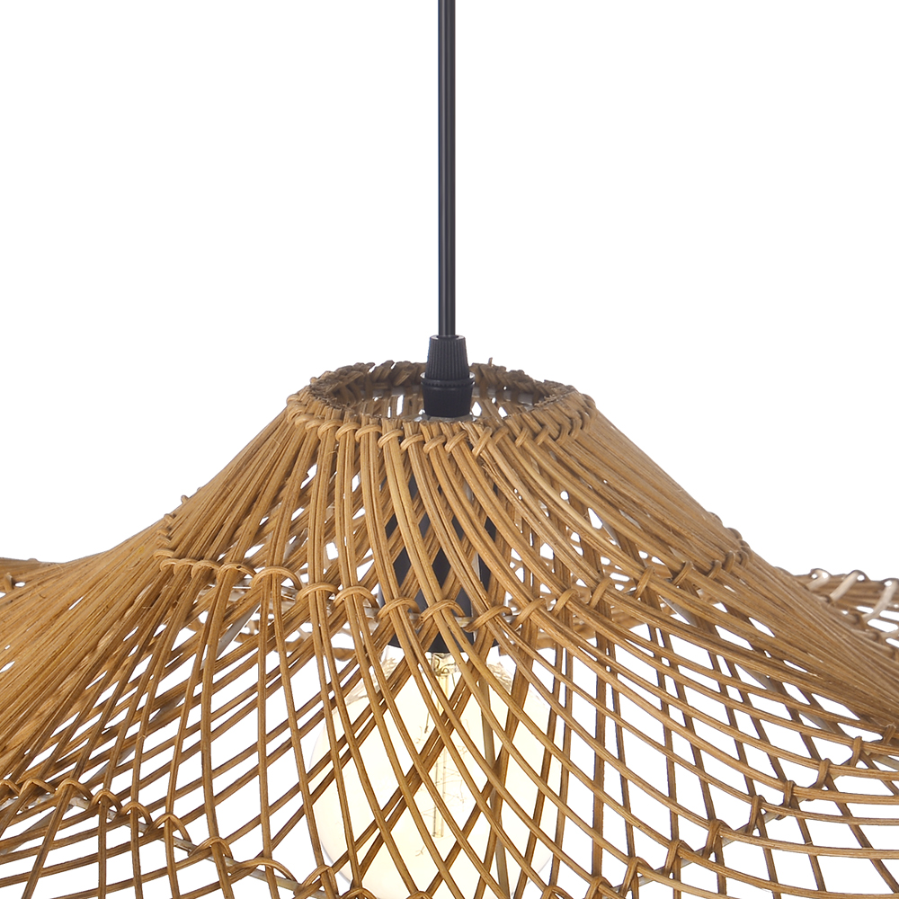 Ships from US Warehouse: Wabi-sabi Dark Rattan Wicker Pendant Light for Kitchen Island