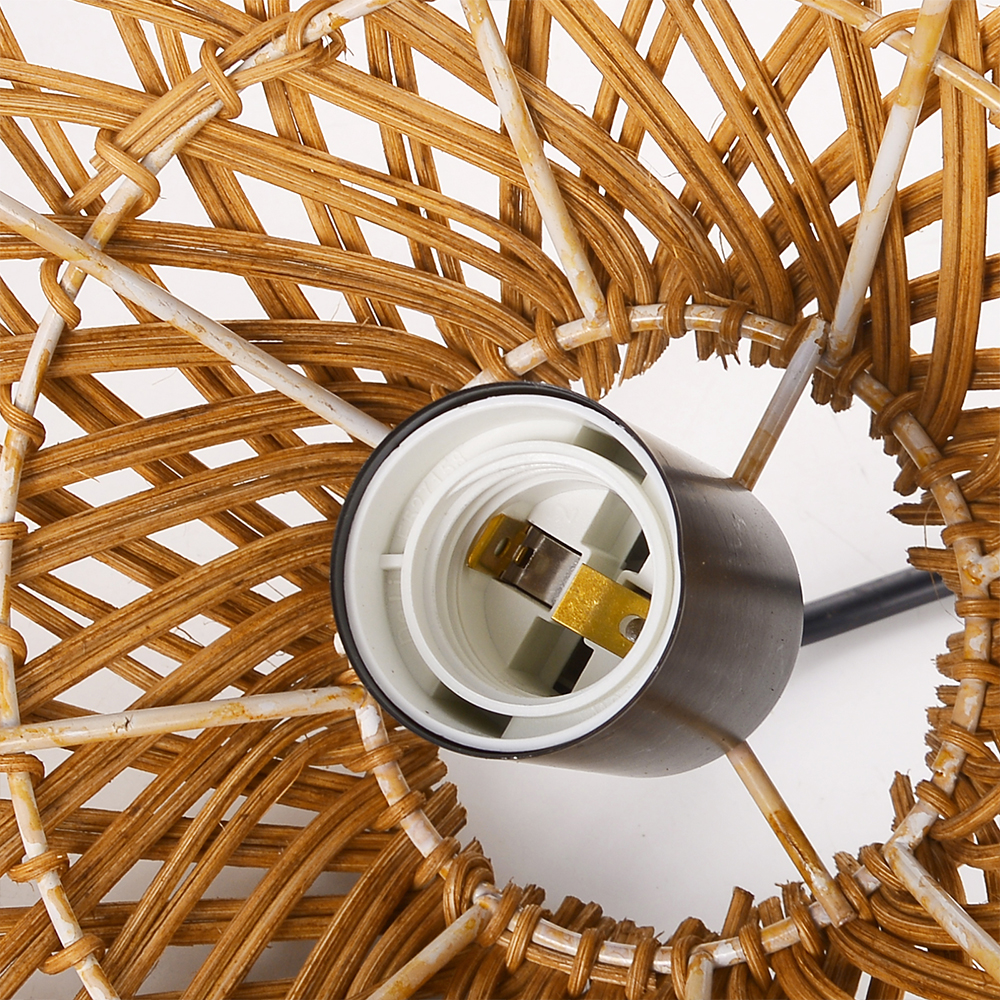 Ships from US Warehouse: Wabi-sabi Dark Rattan Wicker Pendant Light for Kitchen Island
