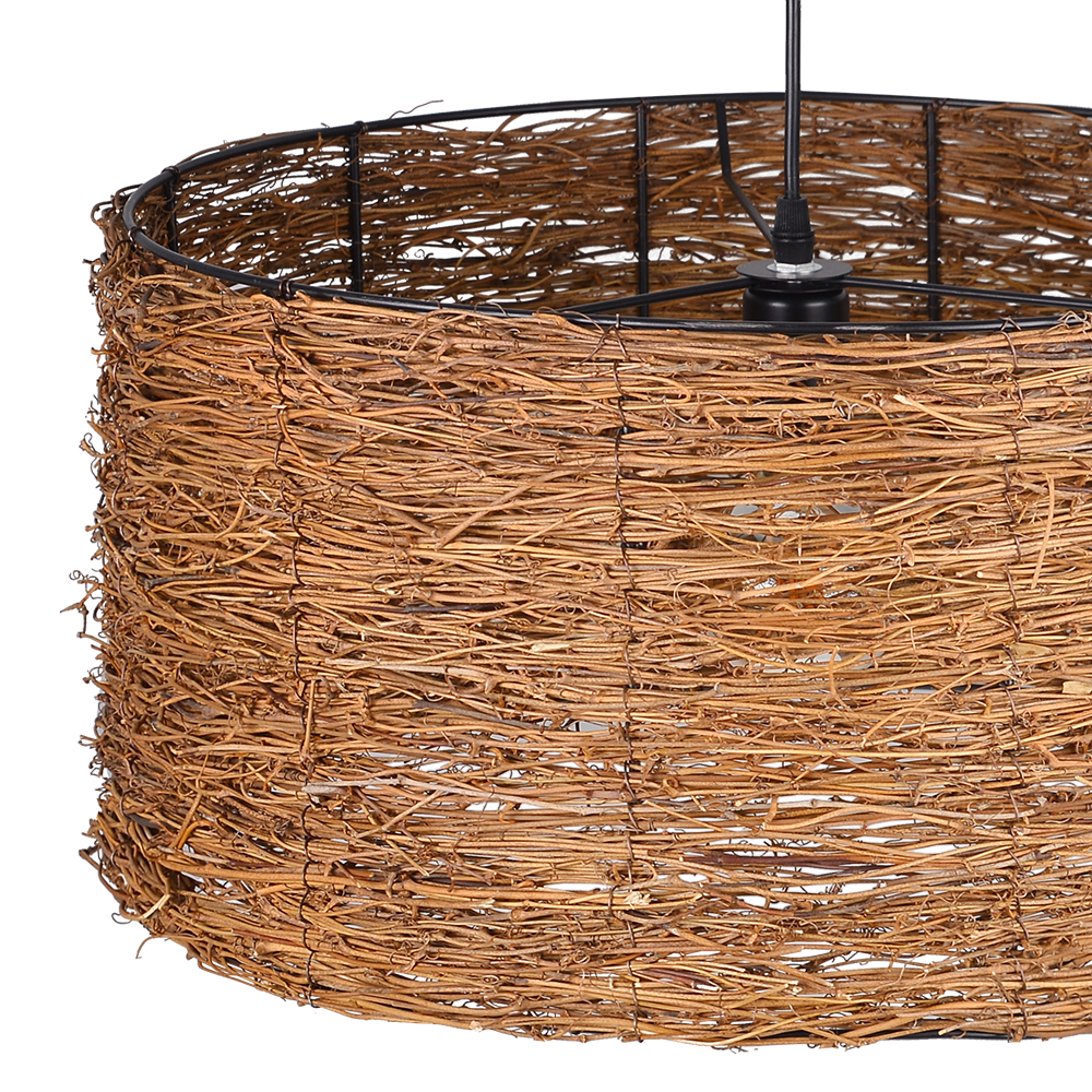 Retro Rattan Lampshade Homestay Zen Style Light Southeast Asian Imitation Bird's Nest Chandelier