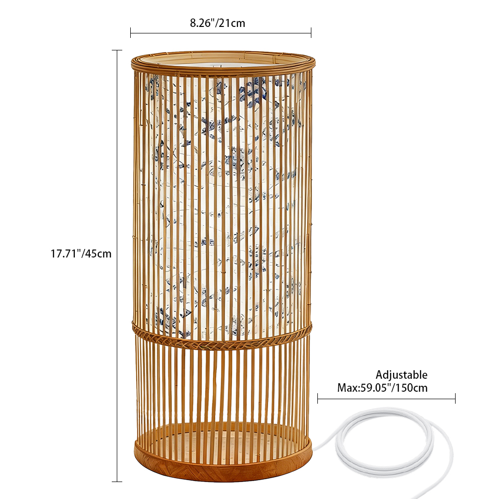 Hand Woven Bamboo Table Lamp Japandi Bedside Lamp with Warm Ambient Light