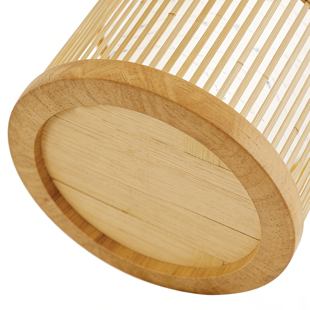 Hand Woven Bamboo Table Lamp Japandi Bedside Lamp with Warm Ambient Light