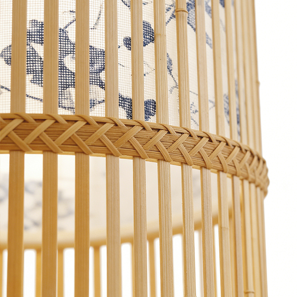 Hand Woven Bamboo Table Lamp Japandi Bedside Lamp with Warm Ambient Light