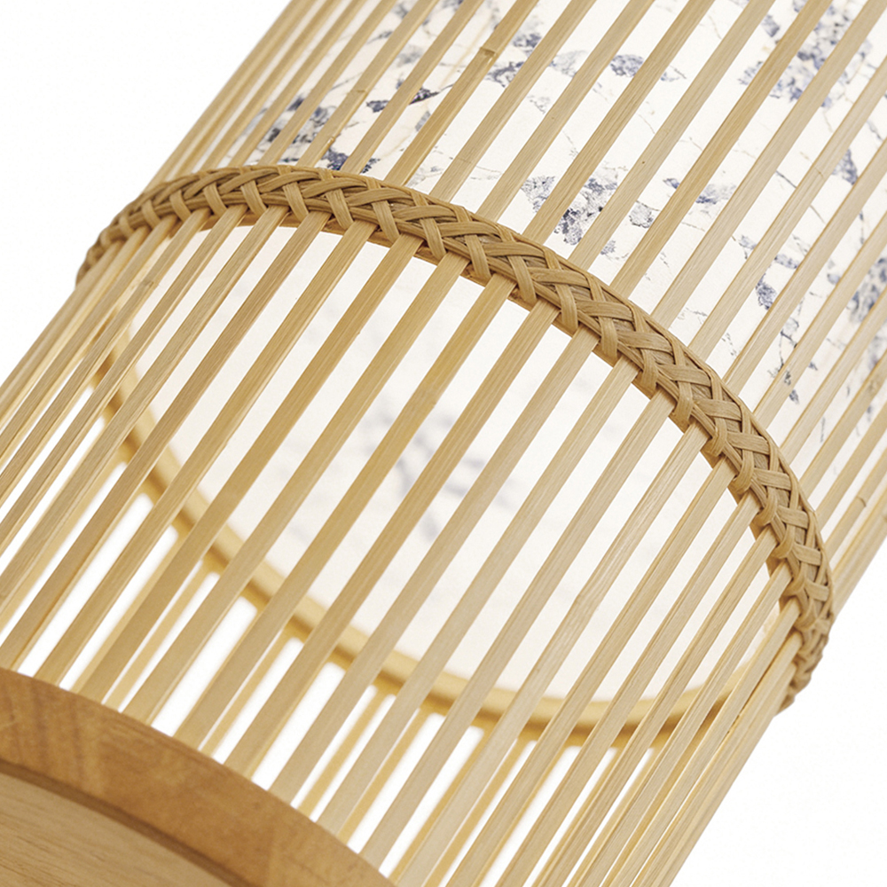Hand Woven Bamboo Table Lamp Japandi Bedside Lamp with Warm Ambient Light