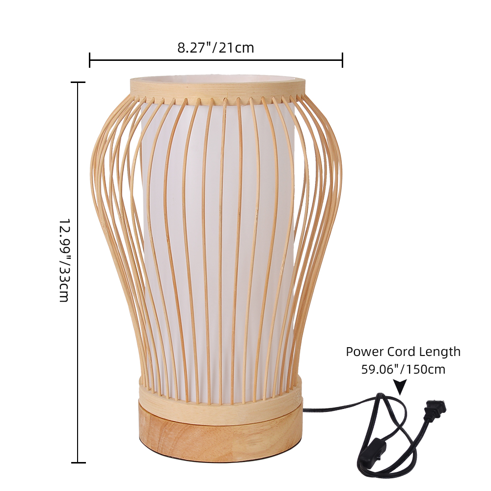 Artisan Bamboo Table Lamp Handwoven Japandi Desk Lamp