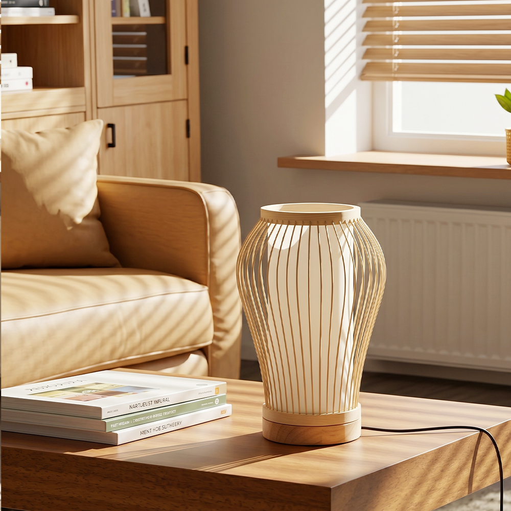 Artisan Bamboo Table Lamp Handwoven Japandi Desk Lamp