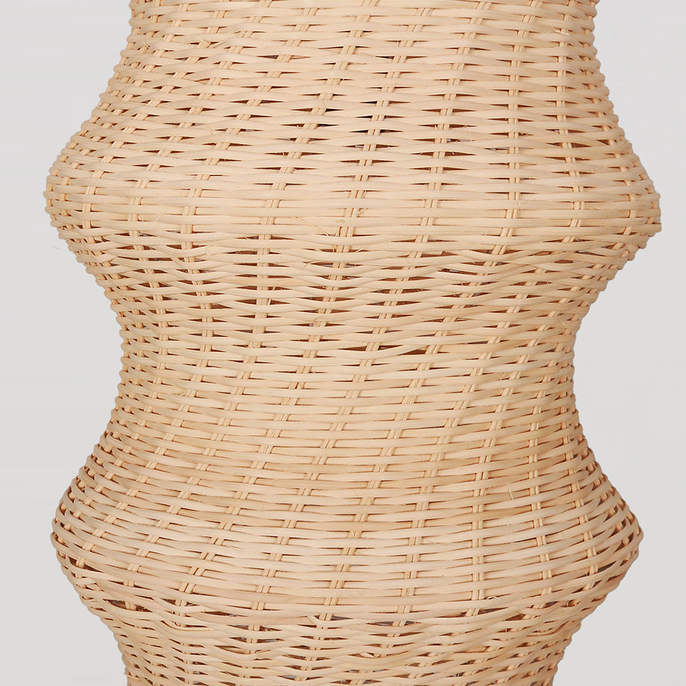 Natural Woven Rattan Wave Pendant Light Curved Wabi-sabi Hanging Lamp