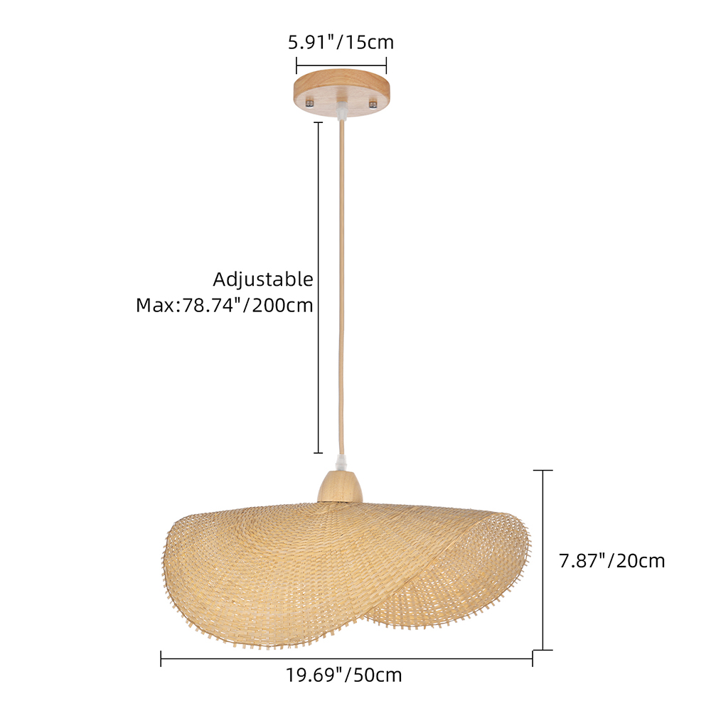 Japanese-style Woven Bamboo Sunhat Pendant Light for Restaurants or Dining Room