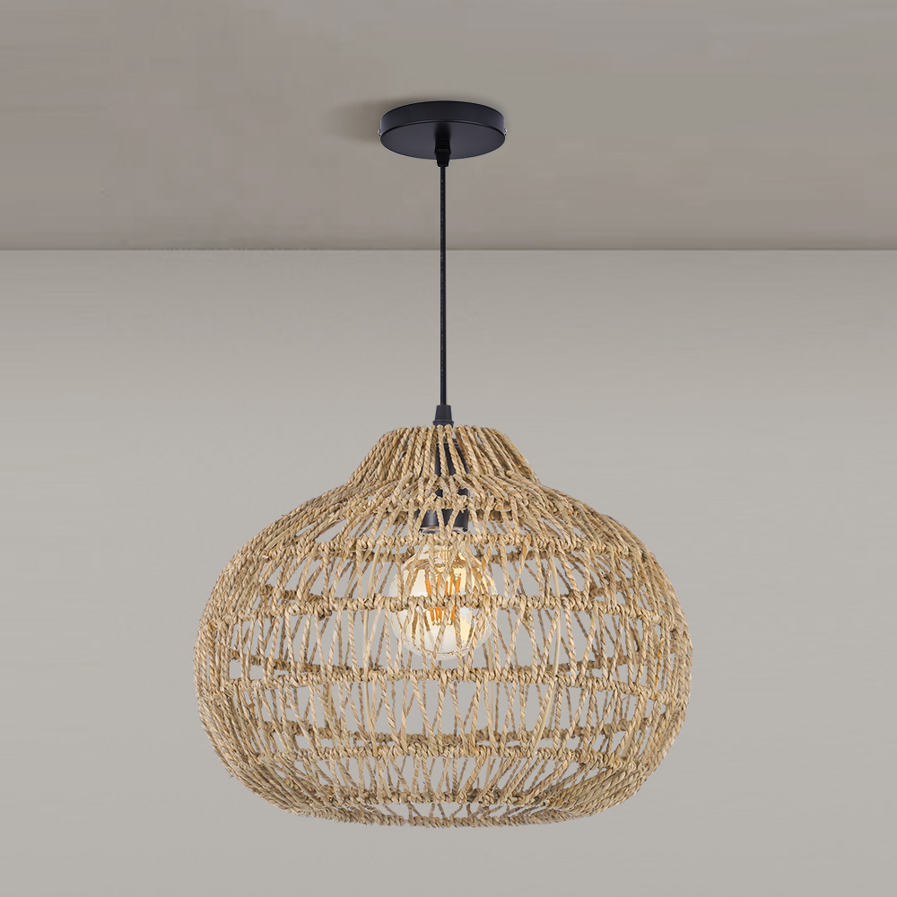 Woven Seagrass Pendant Lamp Wabisabi Kitchen Decor Lighting