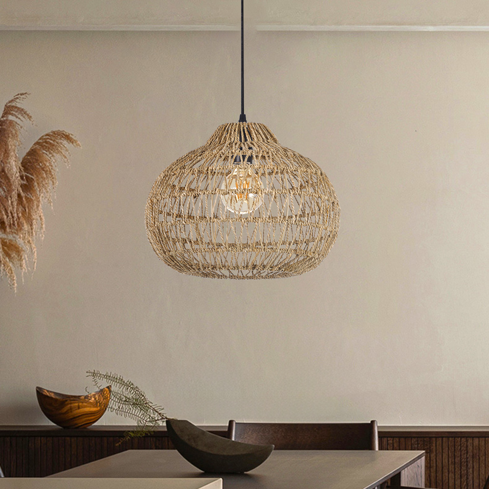 Woven Seagrass Pendant Lamp Wabisabi Kitchen Decor Lighting