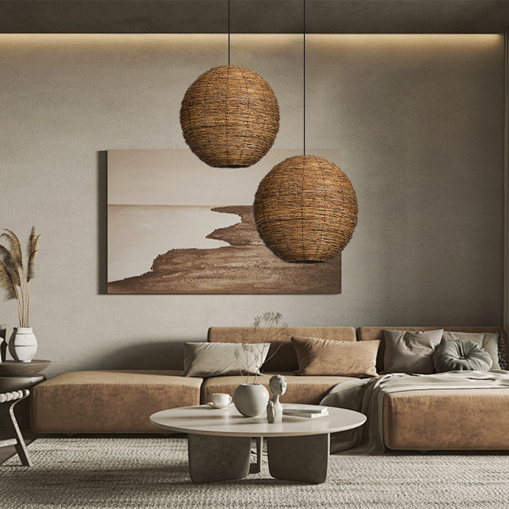 Wabi-sabi Dining Room Rattan Pendant Light Classical Zen Art Restaurant Hanging Lamp